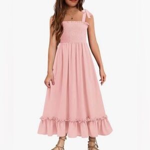 Pink Spaghetti Strap Kids Dress